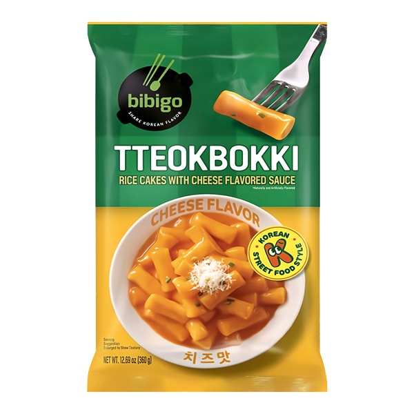 Рисовые клёцки ттокпокки с сырным соусом CJ Bibigo, пачка 360 г