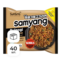 Лапша быстрого приготовления Пулькоги Рамен со вкусом говядины Samyang, пачка 140 г х 40 шт