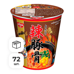 Лапша быстрого приготовления Тонкацу острая Nissin, стакан 70 г х 72 шт