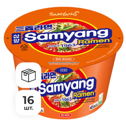 Лапша быстрого приготовления Рамен со вкусом говядины и ветчины Samyang, чашка 115 г х 16 шт