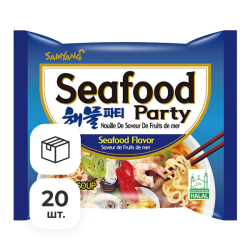 Лапша быстрого приготовления Seafood Party со вкусом морепродуктов Samyang, пачка 125 г х 20 шт