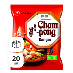 Лапша быстрого приготовления Чампонг Рамен с морепродуктами Nongshim, пачка 124 г х 20 шт