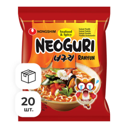 Лапша быстрого приготовления Неогури с морепродуктами острая Nongshim, пачка 120 г х 20 шт