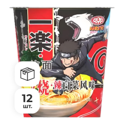Лапша быстрого приготовления со вкусом свинины и кимчи Naruto, сткакан 90 г х 12 шт