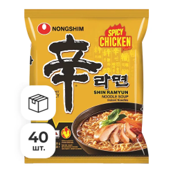 Лапша быстрого приготовления Шин Рамен со вкусом острой курицы Nongshim, пачка 120 г х 40 шт