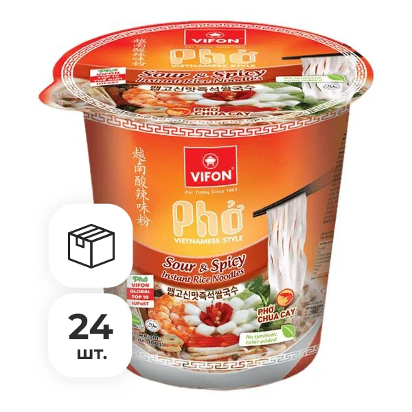 Лапша быстрого приготовления рисовая со вкусом восточных пряностей Vifon, стакан 60 г х 24 шт