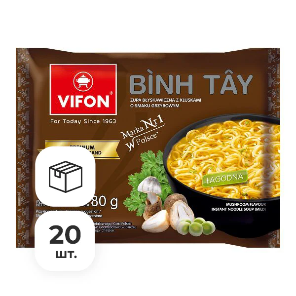 Лапша быстрого приготовления Бин Тай Премиум Vifon, пачка 80 г х 20 шт
