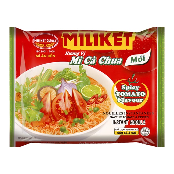 Лапша быстрого приготовления со вкусом томата острая Miliket, пачка 65 г