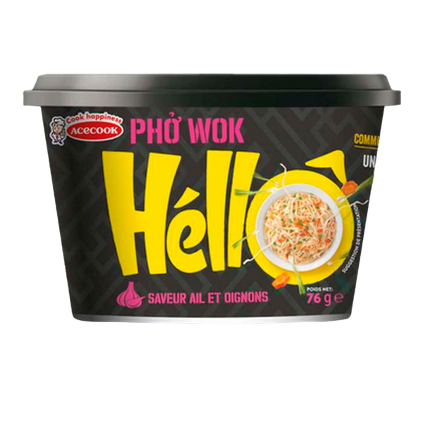 Лапша быстрого приготовления рисовая Hello Rice со вкусом чеснока и лука Acecook, чашка 76 г
