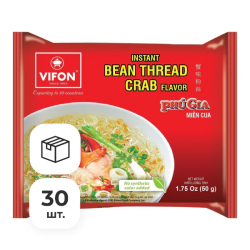 Лапша быстрого приготовления фунчоза со вкусом краба Vifon, пачка 50 г х 30 шт