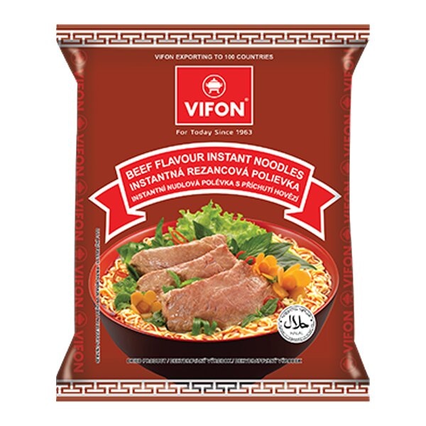 Лапша быстрого приготовления пшеничная со вкусом говядины Vifon, пачка 60 г