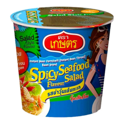 Лапша быстрого приготовления бобовая со вкусом острого салата из морепродуктов Kaset, стакан 35 г