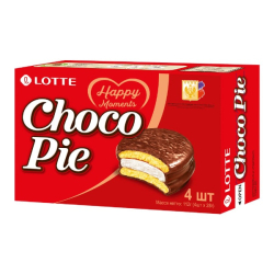 Печенье покрытое шоколадом Choco Pie оригинальное Lotte, 112 г (28 г х 4 шт)