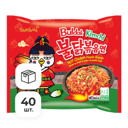 Лапша быстрого приготовления Hot Chicken со вкусом кимчи Samyang, пачка 135 г х 40 шт
