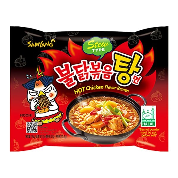 Лапша быстрого приготовления Hot Chicken со вкусом тушеной курицы Samyang, пачка 145 г