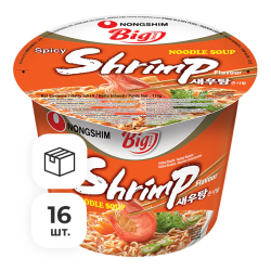 Лапша быстрого приготовления креветочная Nongshim, чашка 115 г х 16 шт