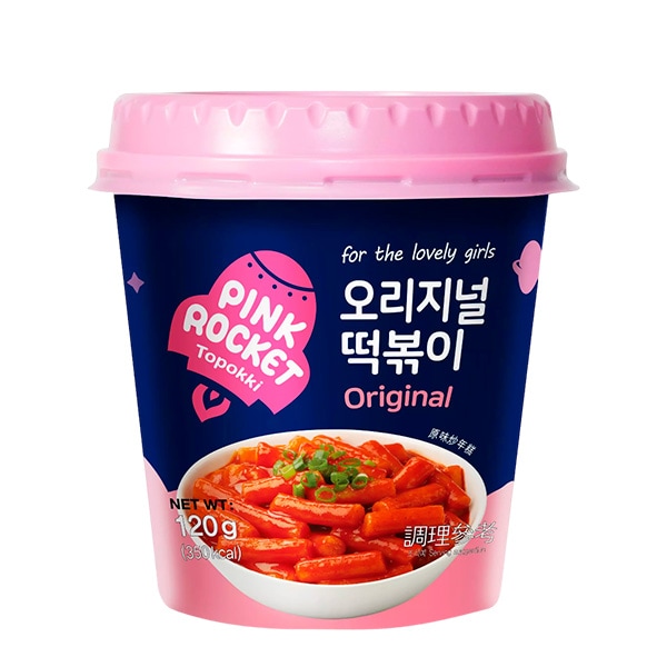 Рисовые клёцки ттокпокки Pink Rocket оригинальные YoungPoong, стакан 120 г