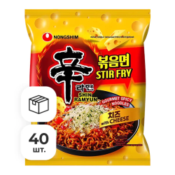 Лапша быстрого приготовления Шин Рамен стир-фрай с сыром Nongshim, пачка 136 г х 40 шт