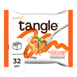 Паста Фетучини быстрого приготовления с вкусом говядины в сливочно-сырном соусе Samyang, пачка 108 г х 32 шт