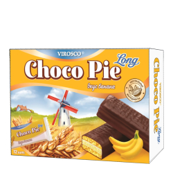 Печенье Choko Pie Long со вкусом банана Virosco, 216 г (12 шт х 18 г)