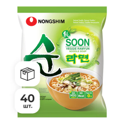 Лапша быстрого приготовления Soon Veggie овощная Nongshim, пачка 112 г х 40 шт