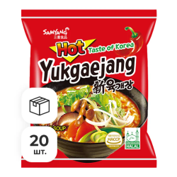 Лапша быстрого приготовления Юкедзянг острая со вкусом говядины Samyang, пачка 120 г х 20 шт