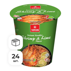 Лапша быстрого приготовления со вкусом креветок и лайма Vifon, стакан 60 г х 24 шт