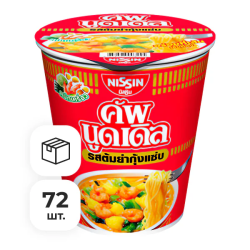 Лапша быстрого приготовления Руам Мит со вкусом кремового супа Том ям Nissin, стакан 76 г х 72 шт