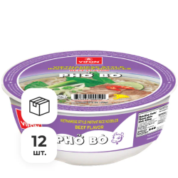 Лапша быстрого приготовления Pho Bo рисовая со вкусом говядины Vifon, чашка 70 г х 12 шт