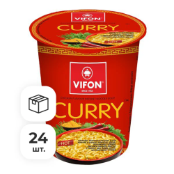 Суп-лапша быстрого приготовления со вкусом курицы карри Vifon, стакан 60 г х 24 шт