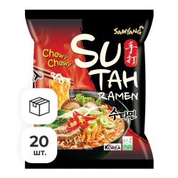 Лапша быстрого приготовления Sutah острая со вкусом говядины Samyang, пачка 120 г х 20 шт