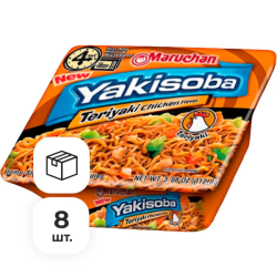 Лапша быстрого приготовления Yakisoba со вкусом курицы в соусе терияки Maruchan, чашка 112,9 г х 8 шт