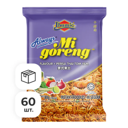 Лапша быстрого приготовления Ми Горенг Том Ям с острым чили Ibumie, пачка 80 г х 60 шт
