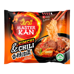 Лапша быстрого приготовления Kimchi Chili со вкусом говядины Master Kan, пачка 95 г