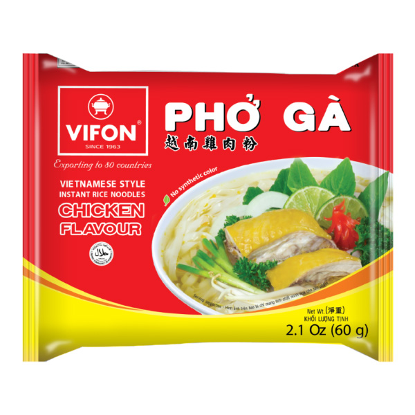 Лапша быстрого приготовления рисовая Pho Ga со вкусом курицы Vifon, пачка 60 г