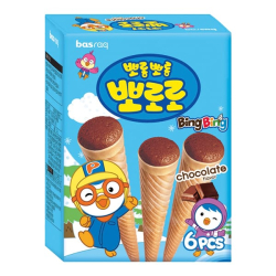 Снек рожок Pororo со вкусом шоколада Basraq, 54 г (6 шт х 9 г)