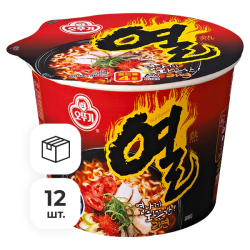 Лапша быстрого приготовления Ёль Рамён со вкусом острого перца Ottogi, чашка 105 г х 12 шт