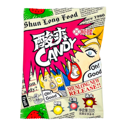 Кислые конфеты со вкусом клубники Shun Long Food, 20 г