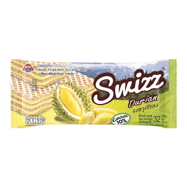 Вафли с кремом Swizz со вкусом дуриана Uni Firms, 32 г