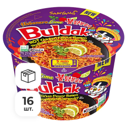 Лапша быстрого приготовления Hot Chicken со вкусом лайма Samyang, чашка 110 г х 16 шт