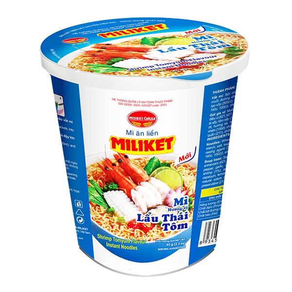 Лапша быстрого приготовления Лау Тай с вкусом креветки Miliket, стакан 65 г