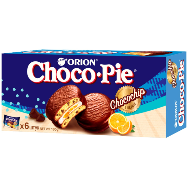 Печенье покрытое шоколадом Choco Pie со вкусом апельсина Orion, 168 г