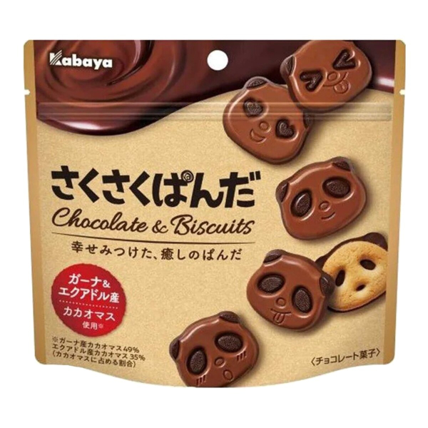 Бисквитное печенье Мишки панда с шоколадом Kabaya, 47 г