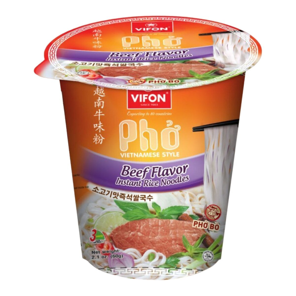 Лапша быстрого приготовления рисовая Фо со вкусом говядины Vifon, стакан 60 г