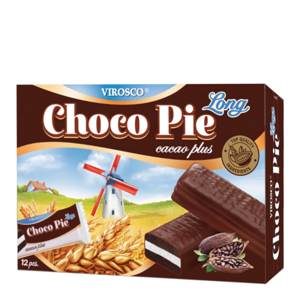 Печенье Choko Pie Long со вкусом какао Virosco, 216 г (12 шт х 18 г)