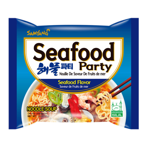 Лапша быстрого приготовления Seafood Party со вкусом морепродуктов Samyang, пачка 125 г