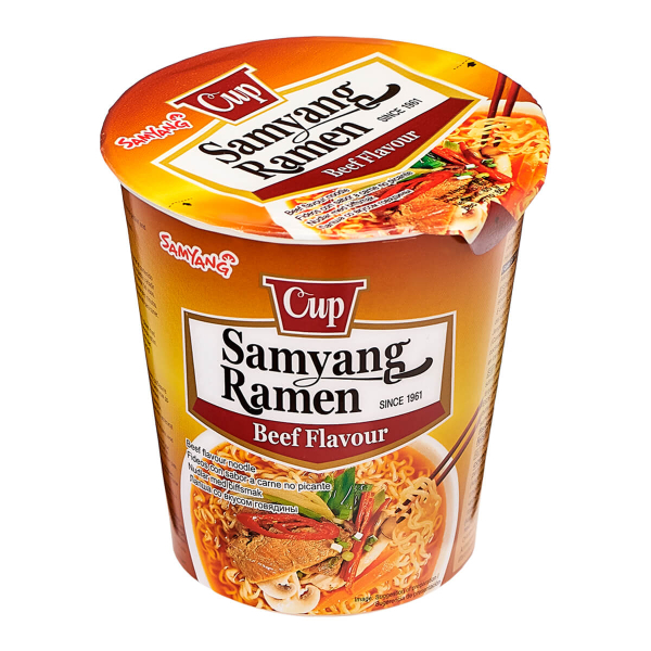 Лапша быстрого приготовления Ramen со вкусом говядины Samyang, стакан 65 г