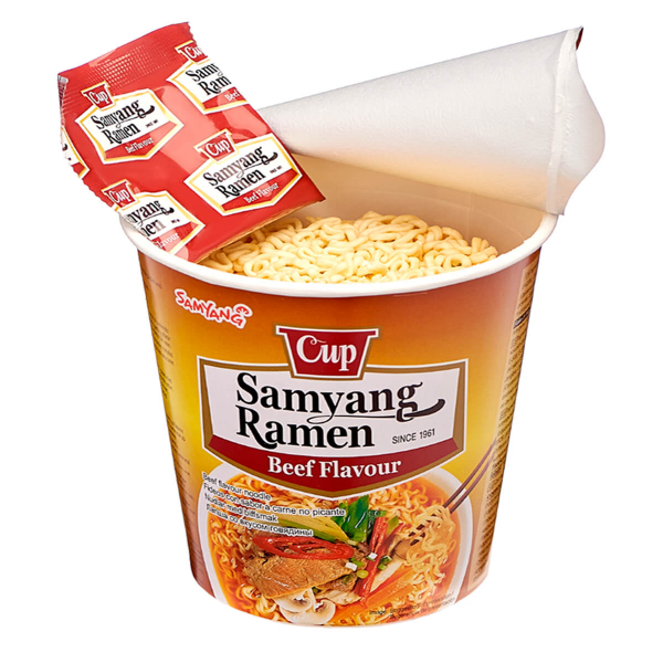 Лапша быстрого приготовления Ramen со вкусом говядины Samyang, стакан 65 г
