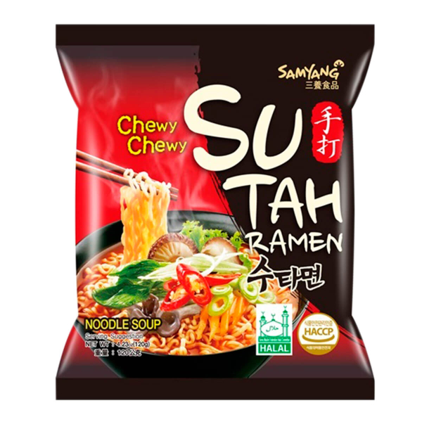 Лапша быстрого приготовления Sutah острая со вкусом говядины Samyang, пачка 120 г