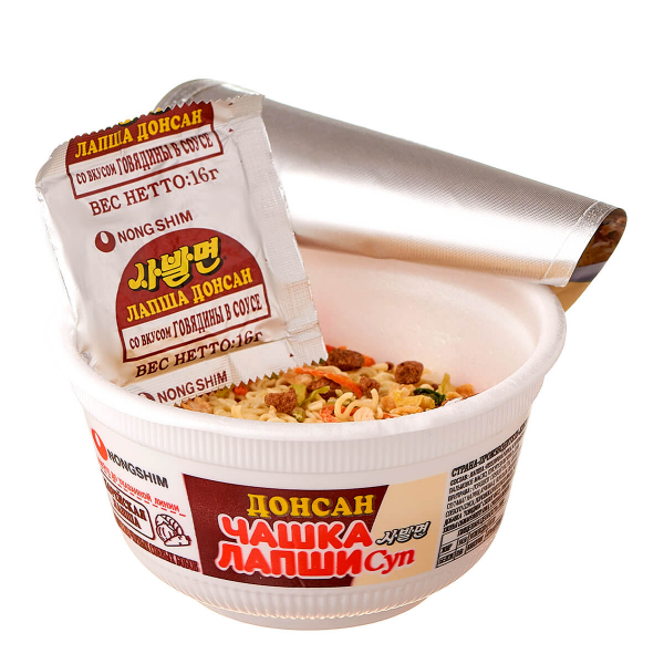 Лапша быстрого приготовления Донсан в соусе из черных бобов Nongshim, чашка 96 г